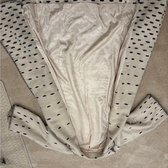 OOK Vintage Designer Wool Beaded Duster in Cream & Black - Picture 5 of 12